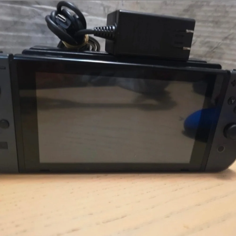 Nintendo Switch with Black Pro Controller and Blue Red Wired Controller